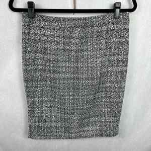 Dalia Collection Modern Fit Tweed Wool Blend Pencil Skirt Black White Size 4